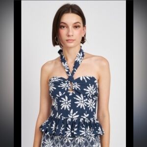 En Saison Catalina Bustier Top - Denim in size Medium